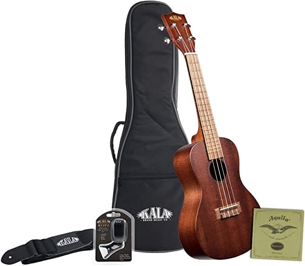 Kala KA-15T Conjunto Ukelele Tenor Caoba Satinada con Funda, Afinador, Correa y Cuerdas Aquila (4 cuerdas) KA-15T-BNDL
