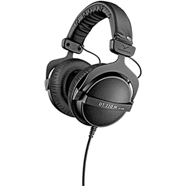 beyerdynamic DT 770 M 80 Ohm Auriculares Over-Ear cerrados, cableados, negros, con control de volumen para bateristas e ingenieros de sonido FOH 472786