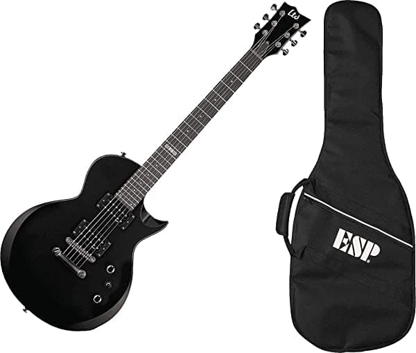 ESP LTD EC-10 KIT Guitarra eléctrica con funda acolchada, color negro LEC10KITBLK