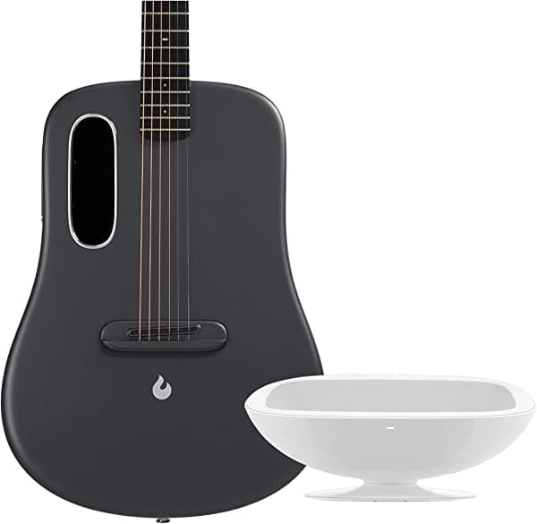 Lava ME - Guitarra inteligente de 38 pulgadas, color gris espacial con funda Space Bag y base de carga
