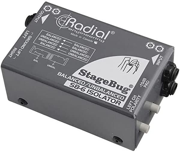 Radial Engineering StageBug SB-6 - Aislante para señales balanceadas y desbalanceadas, elimina hum y buzz