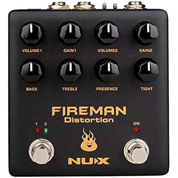 NUX Fireman - Pedal de efecto distorsión de doble canal, sonido marrón NDS-5