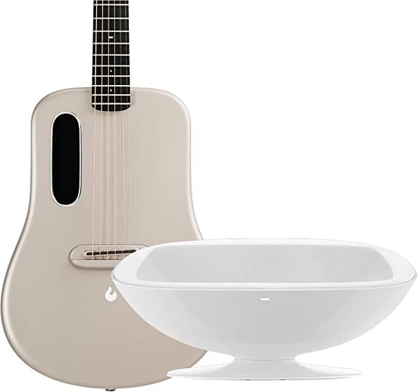 Lava ME - Guitarra inteligente de 36 pulgadas en oro suave con funda Space Bag y base de carga