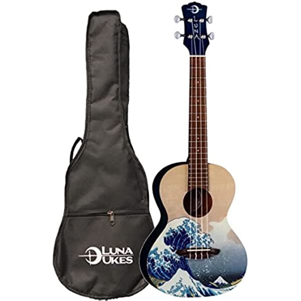 LUNA UKE GWT Uke Great Wave Tenor Ukelele Guitarra con Gigbag - Acabado gráfico de gran onda personalizado