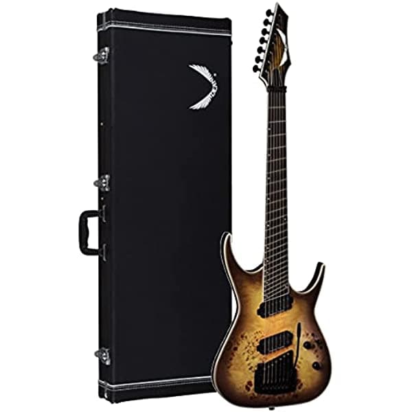 Dean 7 cuerdas Exile Select - Guitarra Kahler multiescala, ébano, raso negro natural satinado