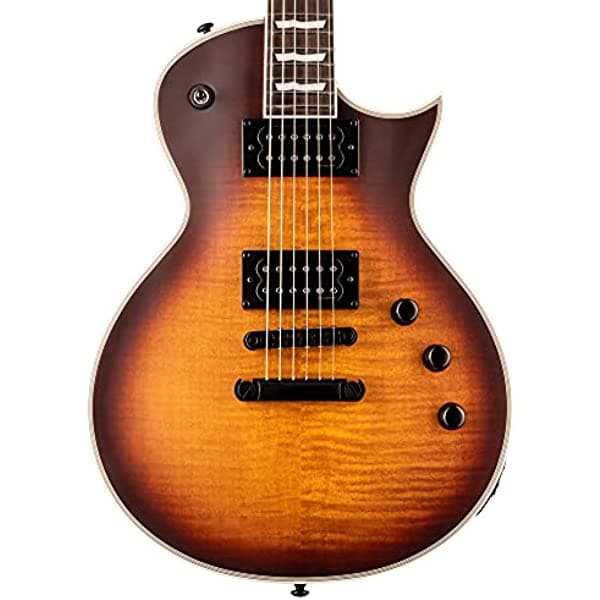 ESP 6 String LTD Deluxe EC-1000T CTM Guitarra Eléctrica, Tobacco Sunburst Satin, Derecha, (LEC1000TCTMFMTSBS)