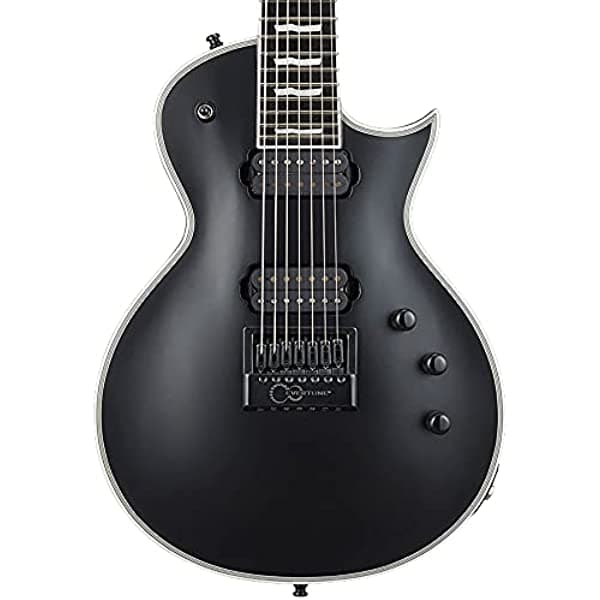 ESP 7 cuerdas E-II Eclipse-7 EverTune guitarra eléctrica con funda, satén negro, derecha, (EIIEC7ETBLKS)
