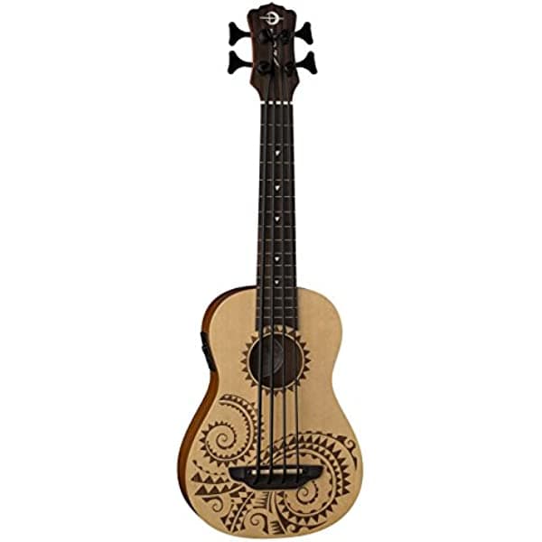 Luna Bari-Bass Ukelele con preamplificador de tatuaje, (UKE BBASS TAT)