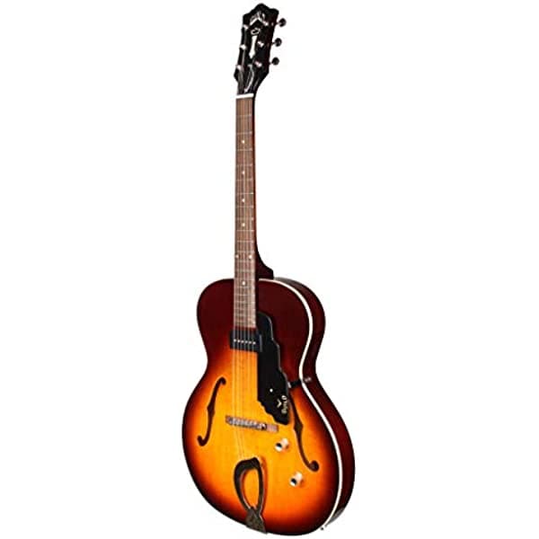 Guild T-50 - Guitarra eléctrica delgada de cuerpo hueco con estuche (explosión antigua) Guild T-50 Slim - Antique Burst