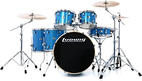 Ludwig Element Evolution LCEE6220 - Batería completa con platillos Zildjian (6 piezas), color azul LCEE622023I