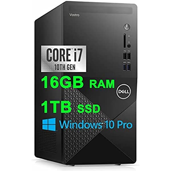 Dell Vostro 3000 3888 - Computadora de escritorio compacta de 10ª generación Intel Octa-core i7-10700 procesador 16 GB RAM 1TB SSD Intel UHD Graphics 630 VGA HDMI Bluetooth Win10Pro negro