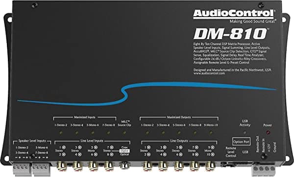 AudioControl DM-810 Premium 8 Entrada 10 Salida DSP Matrix Processor, ACR-3 Dash Remote DM-810+ACR-3