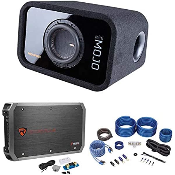 Memphis Audio MJME8S1 8 "MOJO coche subwoofer+portado sub recinto+mono amplificador+cables MJME8S1+RXD-M3+RWK41