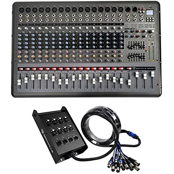 Rockville RPM1870 18 canales 6000 vatios mezclador con USB, efectos y cable serpiente RPM1870+SX1225