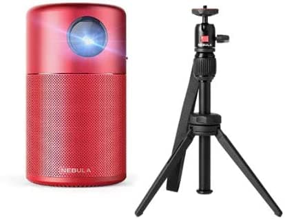 Anker Nebula Capsule Smart Wi-Fi Mini proyector, rojo, proyector portátil de 100 lúmenes ANSI, con soporte de trípode ajustable de la serie cápsula