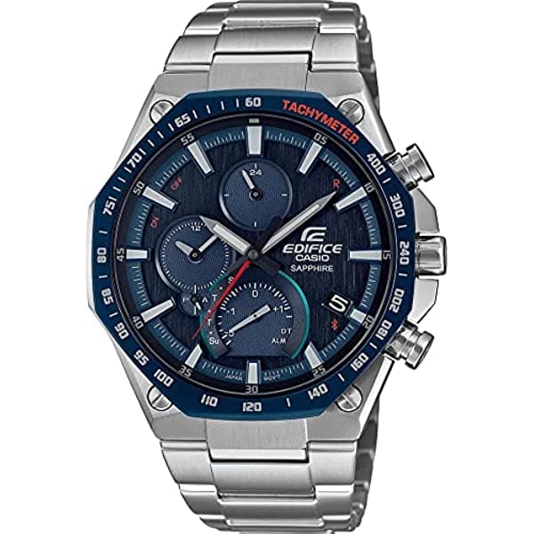 Casio Reloj cronógrafo de cuarzo para hombre con correa de acero inoxidable EQB-1100XDB-2AER