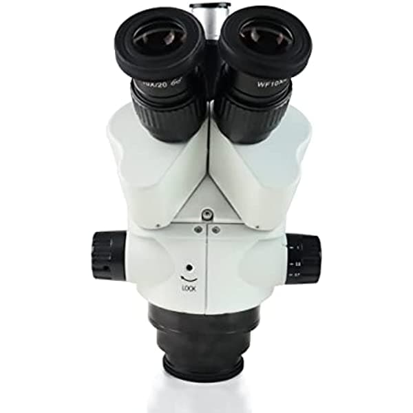 Parco Scientific PZFL - Microscopio trinocular (zoom bloqueable, estéreo, 0, 7-4,5 x, zoom de 10 aumentos, aumento de 7X-45x)