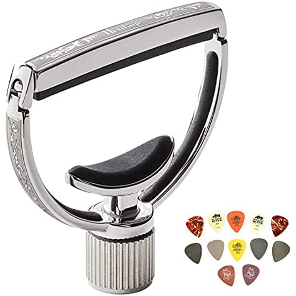 G7th Heritage Capo + Dunlop PVP101 Pick paquete variado, paquete de 12 jugadores