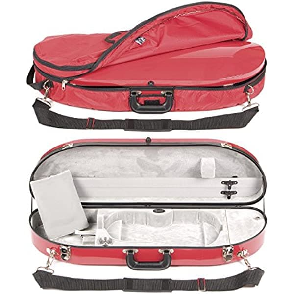 bobelock 1047 FV Funda de fibra de vidrio para violín 4/4 con azul Interior de Terciopelo y una bolsa protectora, Rojo BHBU0503A411