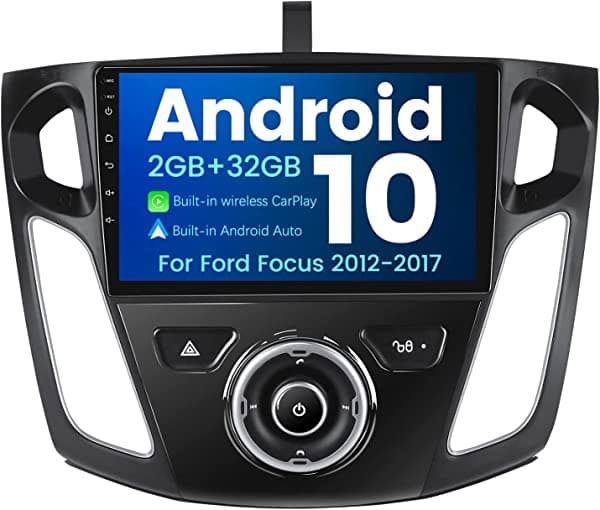 MekedeTech Radio Estéreo 9’’ IPS Táctil para Ford Focus 2012-2017 Android 10, CarPlay, WiFi, Bluetooth, DSP