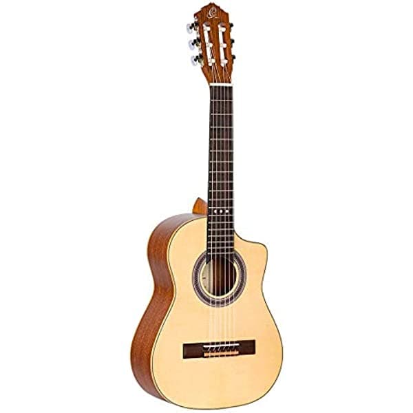 Ortega RQ25 Requinto Series Guitarra Acústica 6 Cuerdas, Diestro, Tapa de Abeto, 22 Zoll