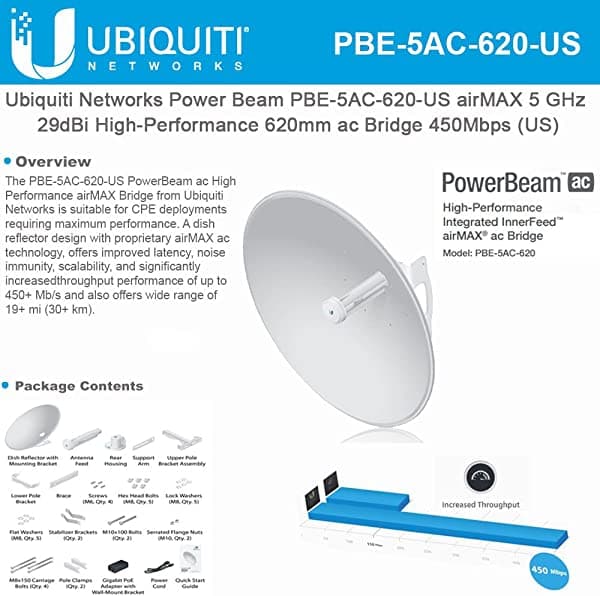 Ubiquiti Networks pbe-5ac-620-us 5 GHz POWERBEAM AC 620 mm na