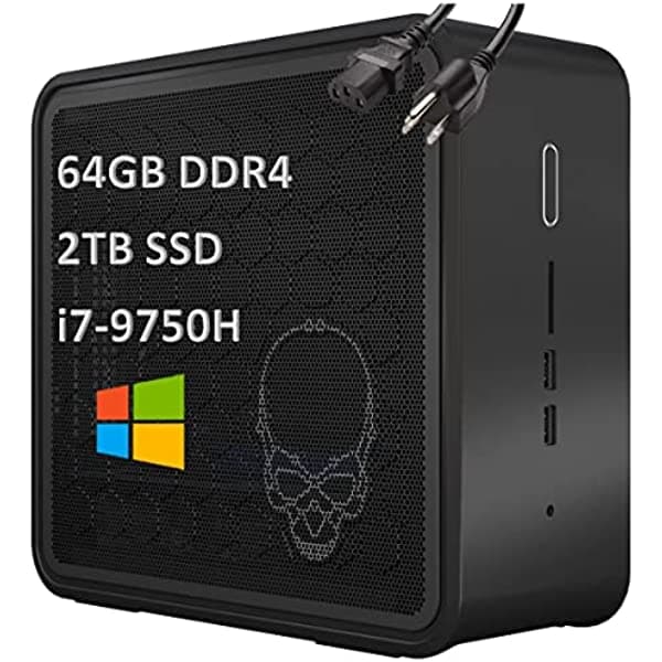 ist computers Intel NUC 9 NUC9i7QNX (Intel 6-Core i7-9750H, 64 GB de RAM, 2 TB PCIe SSD, 2 x Thunderbolt, WiFi 6, HDMI, Win 10 Pro) Ghost Skull Canyon Extreme Gaming Box Elite Mini Tiny Business Desktop BXNUC9i7QNX1