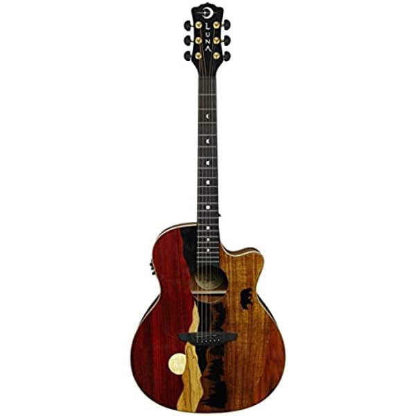 Luna Vista oso acoustic-electric Guitarra, Brillo Natural VISTA BEAR