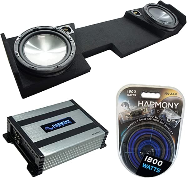 Compatible con Chevy Silverado doble cabina 2014 en adelante, Harmony Audio Bundle HA-R124 Dual 12" caja para subwoofer + amplificador HA-A400.1 HA-SUB-PACKAGE3058-H