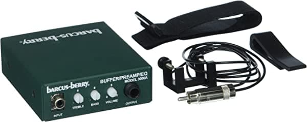 Barcus Berry Transductor piezoeléctrico B3150 de puente de graves con abrazadera con preamplificador