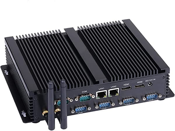 HUNSN PC industrial sin ventilador, mini computadora, Intel Core I3 4005U, Windows 11 o Linux Ubuntu, IM04,2 x HDMI, 2 x LAN, 6 x COM RS232,4 x USB3.0,4 x USB2.0,8G RAM, 128G SSD IM04-4005U-8G128G