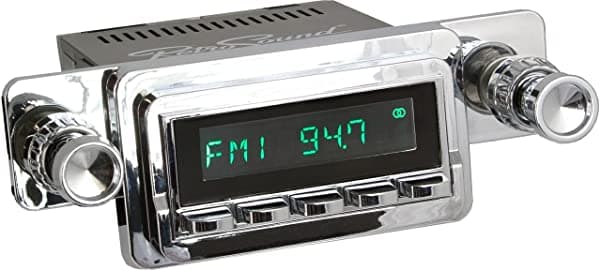 RetroSound HC-125-04-74 Hermosa Radio de ajuste directo para vehículos clásicos (cara cromada y botones y bisel cromado)