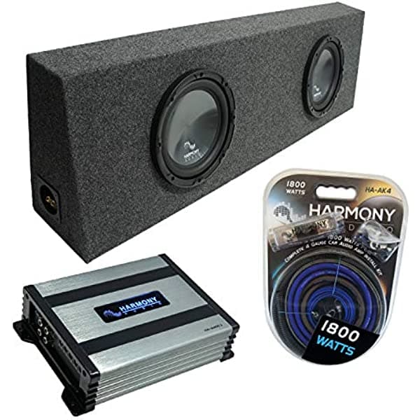 Universal Regular Standard Cab Truck Harmony Bundle R124 caja para subwoofer doble de 12" y amplificador HA-A400.1 HA-SUB-PACKAGE821-H