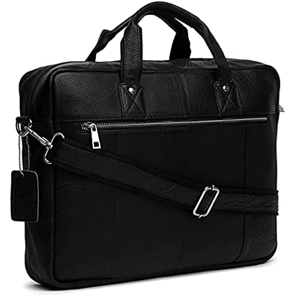 WildHorn - Bolso bandolera para portátil (piel, color negro MB509