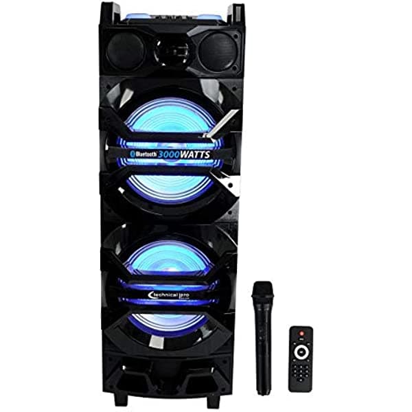 Technical Pro BS10BAT Dual 10 3000 W Altavoz recargable con Bluetooth+Micrófono + LED