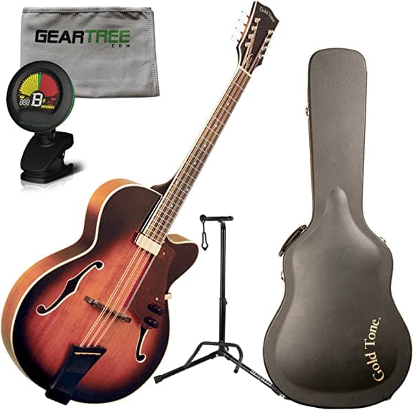 Gold Tone Mandocello con estuche rígido, paño geartree, soporte y afinador