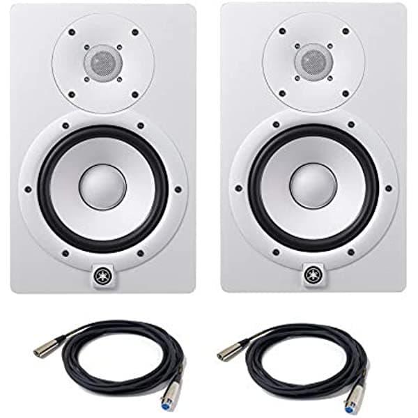 Par de monitores Yamaha HS8W de estudio (blanco) 2 cables de micrófono Senor HS8W BUNDLE