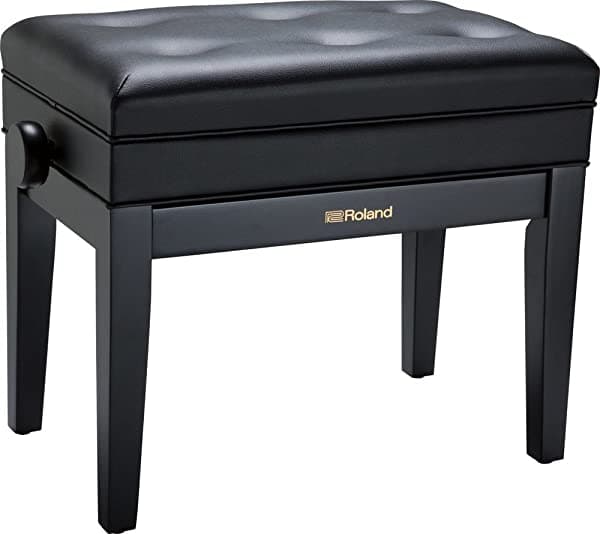 Banco Roland Piano en color negro satinado con asiento de vinilo acolchado - RPB-400BK