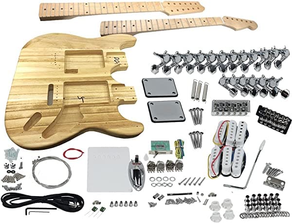 Solo St estilo doble cuello Kit de bricolaje Guitarra, madera de tilo cuerpo, dstk-1