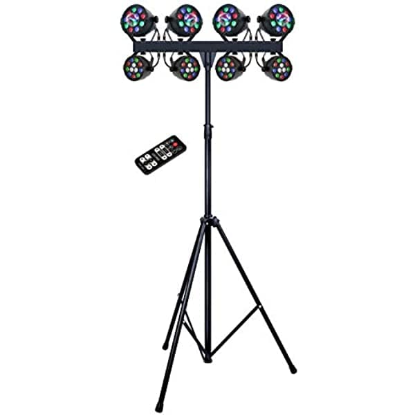 MUSYSIC MU-L64AG - Luces LED profesionales de 8 pares para escenario DJ Band DMX System & Stand