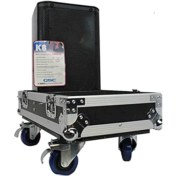 TOV ProX X-QSC-K8 - Carcasa rígida de viaje para 2 altavoces de DJ QSC K8 de 8 pulgadas con ruedas
