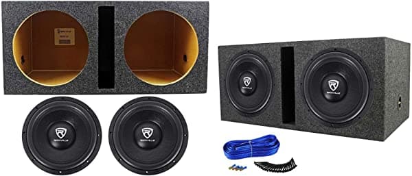 Rockville W12K6D2 V2 - Subwoofers para auto de 12 pulgadas, 4800 W + caja para subwoofer ventilada (2) W12K6D2 V2+RDV12+K2