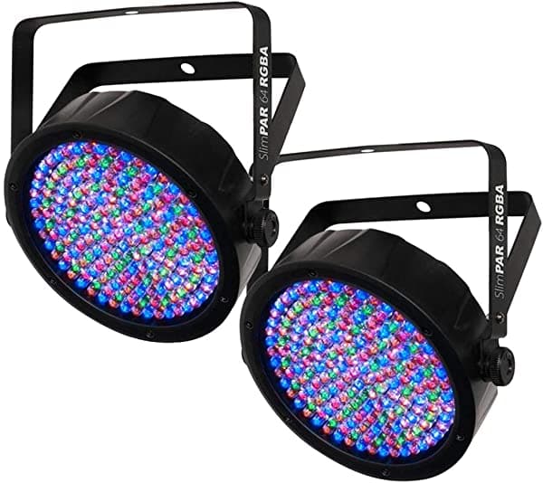 (2) Chauvet DJ SlimPar 64 RGBA LED DMX Par compacto delgado puede escenario efectos de luz