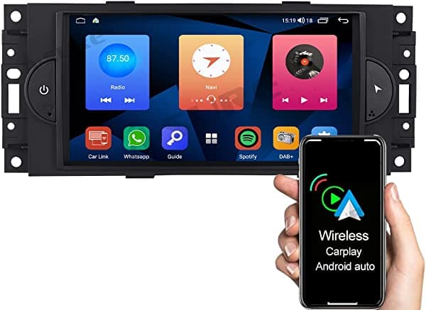 ASure 8 Core Android 12, 3 GB+32 GB, estéreo de navegación para auto, para Grand Cherokee Wrangler Liberty Durango Dodge RAM Chrysler Sebring PT Cruiser 2005-2007, con CarPlay y Android Auto