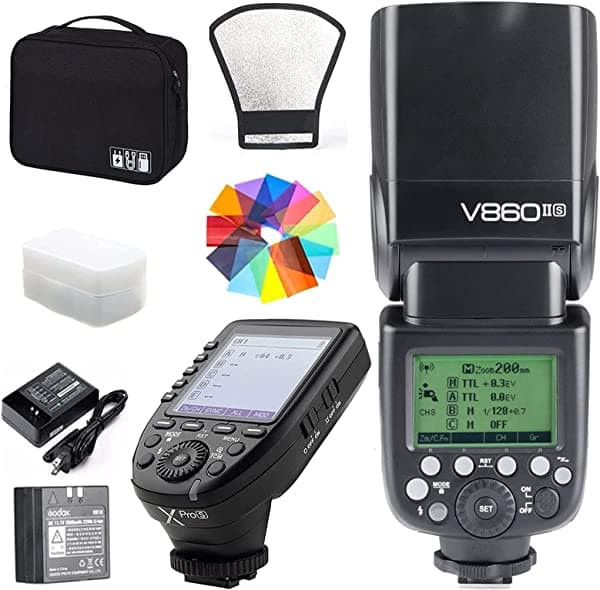 Godox V860II-S Flash para Sony Flash Speedlite Speedlight HSS 1/8000s GN60 2.4G TTL 1.5s Tiempo de reciclaje Batería de iones de litio y Godox XPro-S transmisor de disparo de flash inalámbrico para cámaras Sony (V860II-S) GD1087