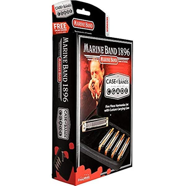 Hohner Marine Band 1896 - Juego de armónica con estuche, llaves de G, A, C, D, E (5 piezas) MBC