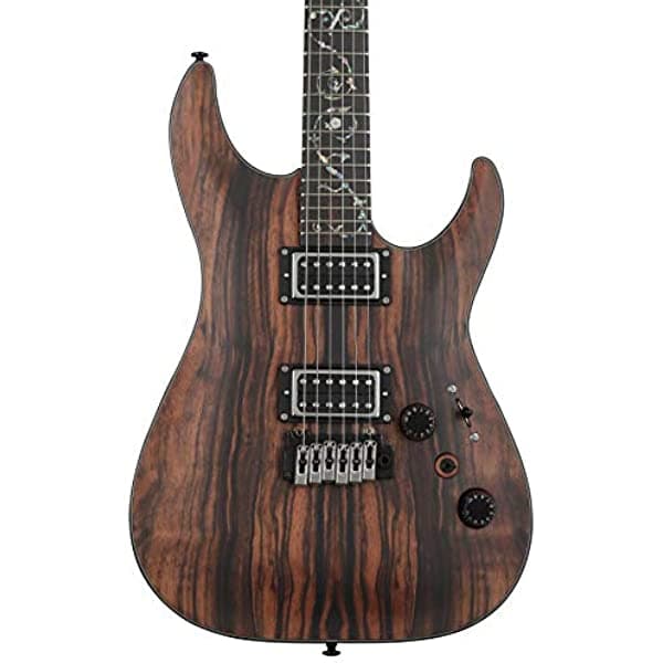 Schecter C-1 - Guitarra eléctrica exótica de ébano, satén natural 3337