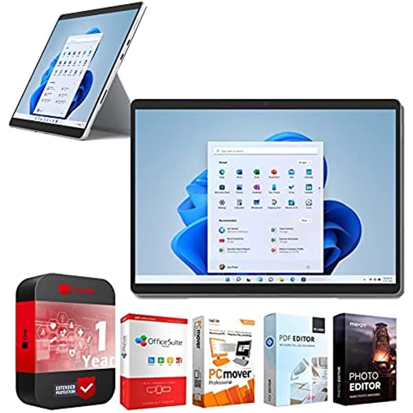 Microsoft 8PQ-00001 Surface Pro 8 13" Touch Intel i5-1135G7 8GB/256GB - Paquete platino con software Elite Suite 18 + paquete de protección mejorada CPS de 1 año E9MS8PN00001