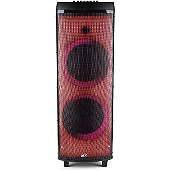 QFX LCS-120 Altavoz Bluetooth dual de 12 pulgadas con pantalla de luz de cristal líquido