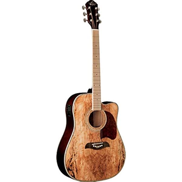 Oscar Schmidt - Guitarra electroacústica Dreadnought, tapa de arce spalted, diapasón de arce, OG2CEMFSM